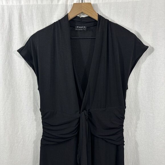 BCBG Paris Black Y2K Drape Tie Front Classic Dress Womens Size L - Picture 4 of 12